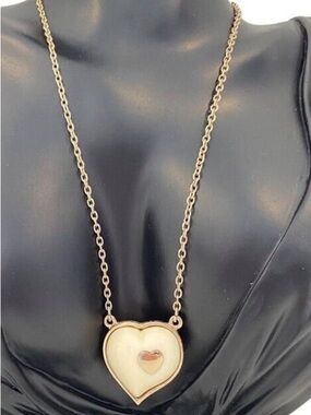 Vintage Sarah Coventry Canada Gold-Tone Necklace With Heart Pendant Featuring Cr